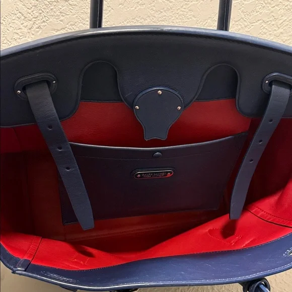 Ralph Lauren Navy Blue Leather Tote - Picture 4 of 6